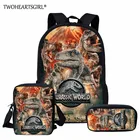 Детская школьная сумка T-rex с принтом динозавра, школьный ранец для мальчиков-подростков с принтом Мир Юрского периода, комплект для учеников 16 дюймов