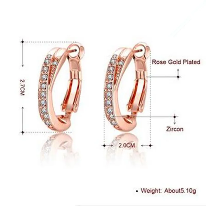 Кольцо для ушей из розового золота с цирконами модные ювелирные украшения серьги