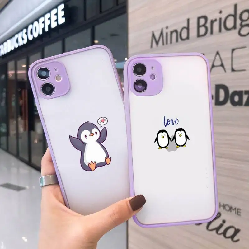 

cartoon animals penguin Phone Case Matte Transparent for iPhone 7 8 11 12 s mini pro X XS XR MAX Plus cover funda