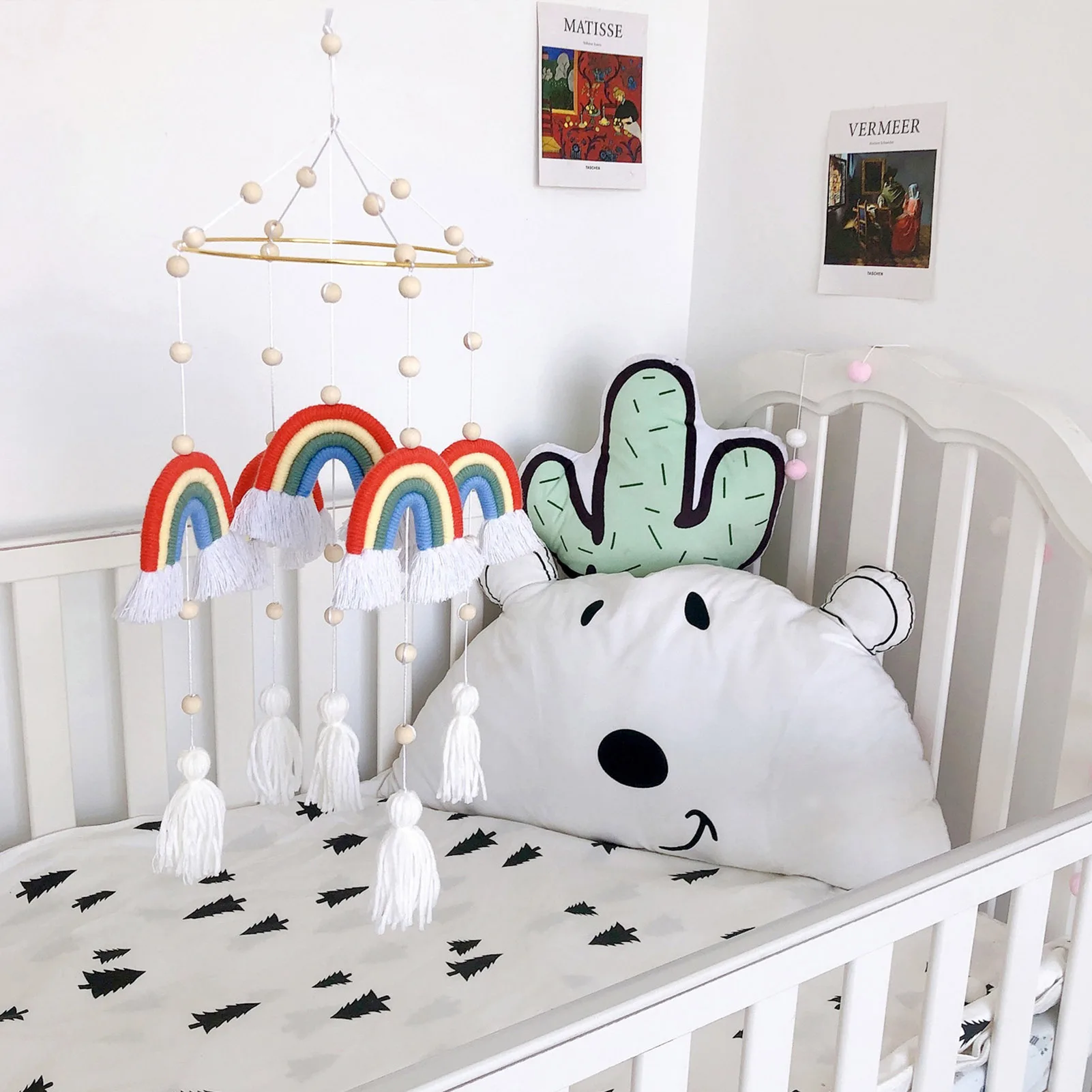 

Multicolor Bell Hanging Cute Rainbow Tassel Nursery Decoration Rattles Crib Bed Dream Catcher Bedroom Decoration Bohemia Style