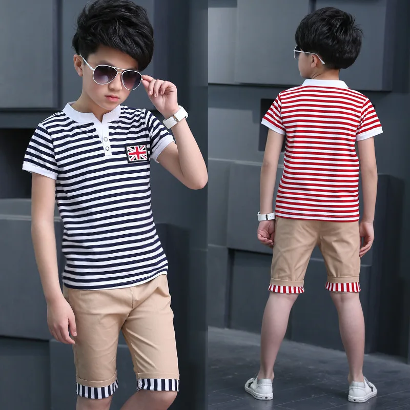 

Kids Baby Boys Clothes Set Striped Short Sleeve Tops T-shirt Shorts Pants Outfits Boys Clothing Children Casual Sets