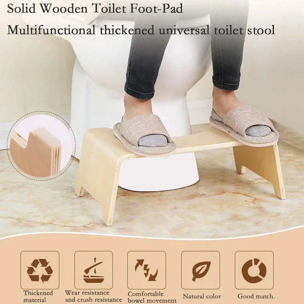 

Wooden Toilet Seat Footstool Household Toilet Stool Anti-Skid Heightened Thickened Stool For Children Pregnant Women Old People