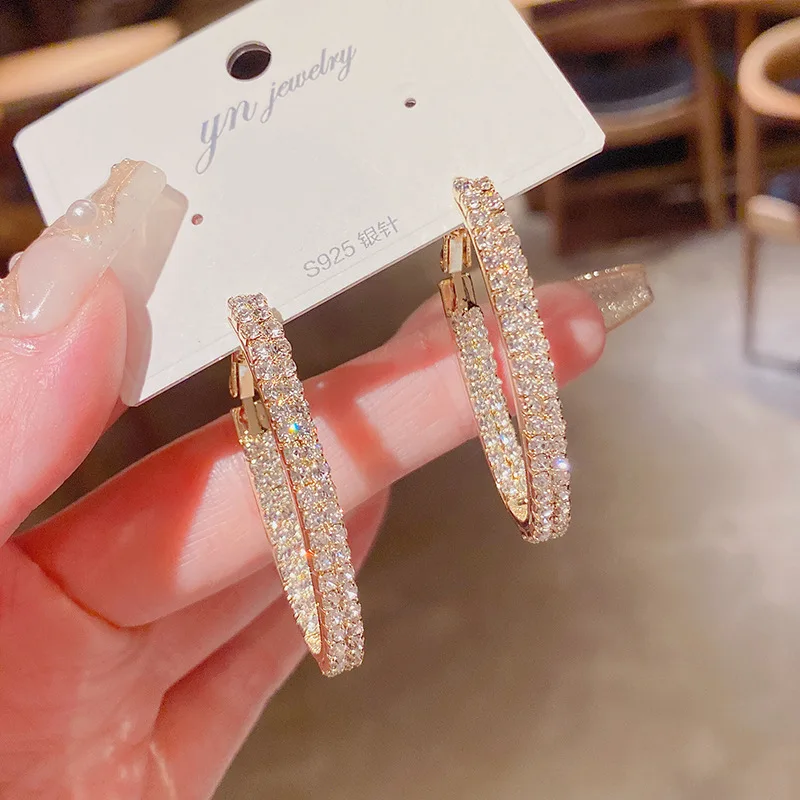 Женские серьги золотые стразы для женщин корейские винтажные геометрические