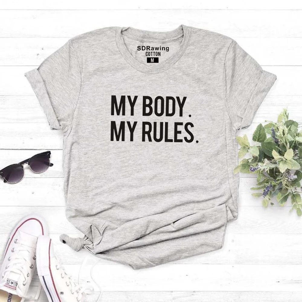 Футболка с надписью My Body Rules Girl Power футболка со знаком Equal Rival|Футболки| |