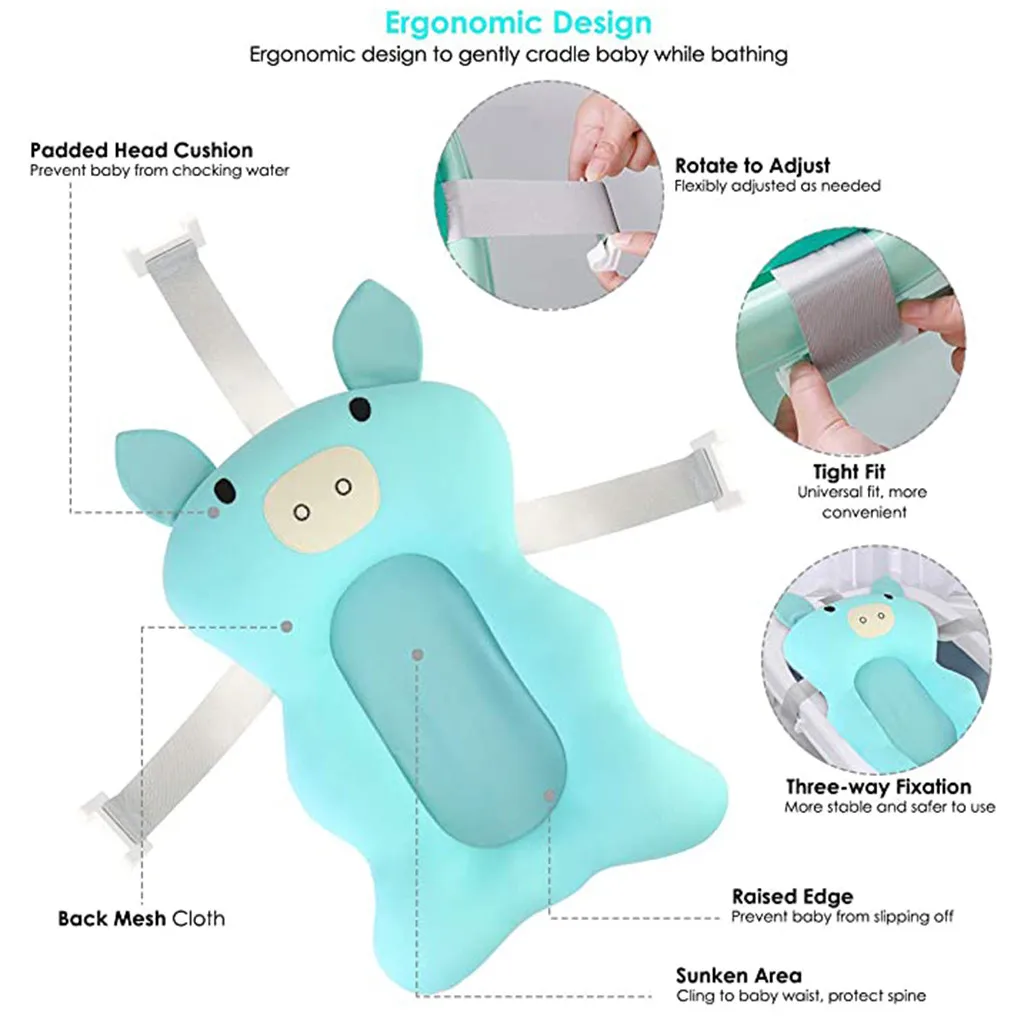 

2021 New baby shower bath pad non-slip bathtub seat support pad newborn safety bath support pad collapsible soft pillow