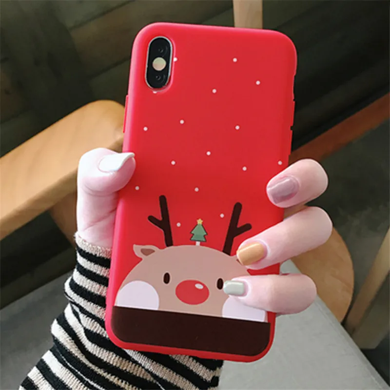 Lovebay прекрасный Рождественский мягкий чехол для iPhone 11 6 S 7 8 Plus Снеговик Лось