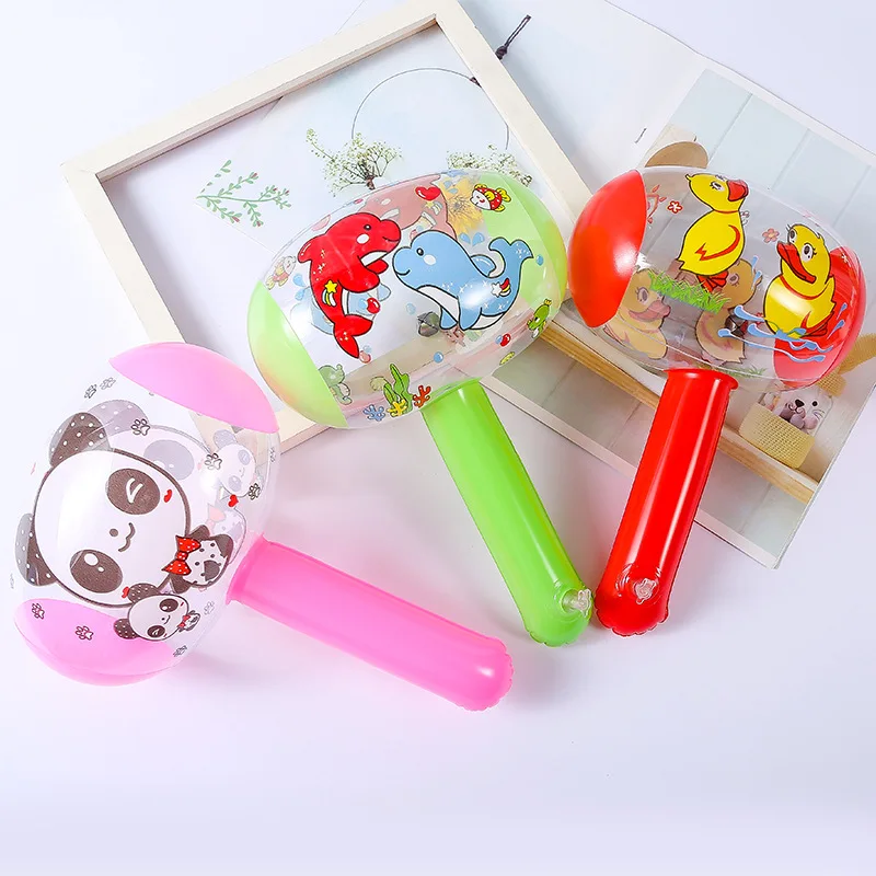 Cartoon Inflatable Hammer Air Hammer With Bell Funny Kids Children Blow Up Noise Maker Toys Random Color