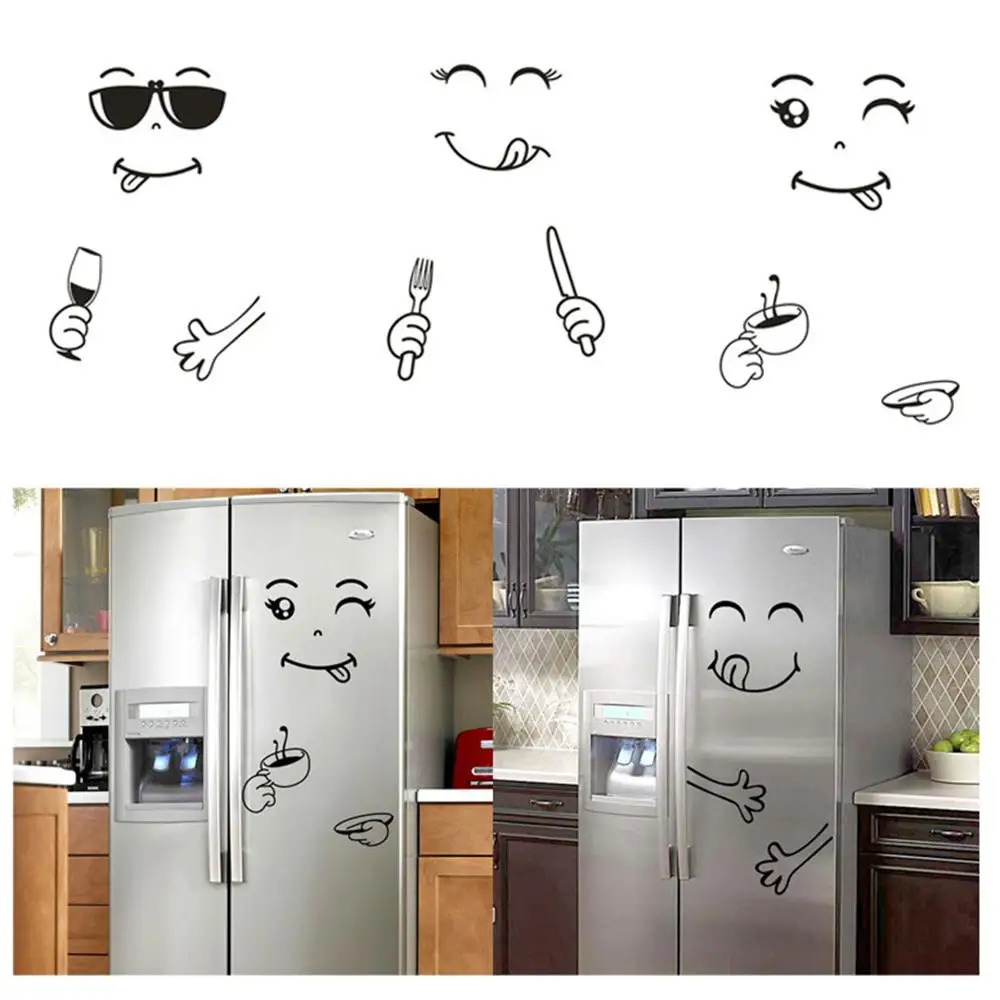 

Cute Sticker Fridge Happy Delicious Face Kitchen Fridge Wall Stickers Art Cute Smiley Wall Stickers Refrigerator home decortion