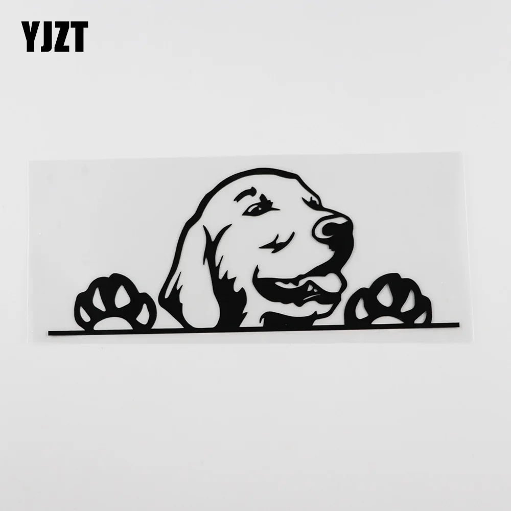 

YJZT 17.2CMX7.1CM Creative Golden Retriever Dog Peeking Vinyl Car Sticker Black/Silver 8A-0053