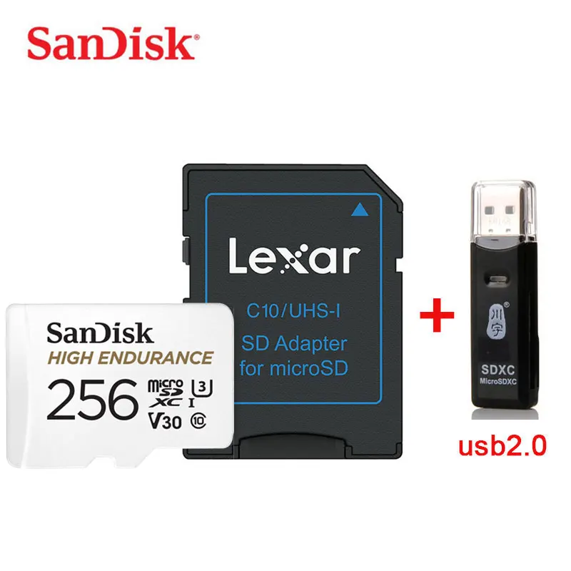 256GB-usb2.0 SANDISK высокая выносливость белый высокая скорость вождения рекордер micro SD карты памяти видео мониторинг 32 Гб 64 Гб 128 ГБ 256 ГБ - Емкость: 256GB-usb2.0