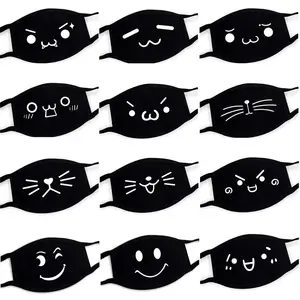 Унисекс зимняя теплая утолщенная полумаска для рта хлопковая с мультяшным рисунком Антибактериальный респиратор классический черный