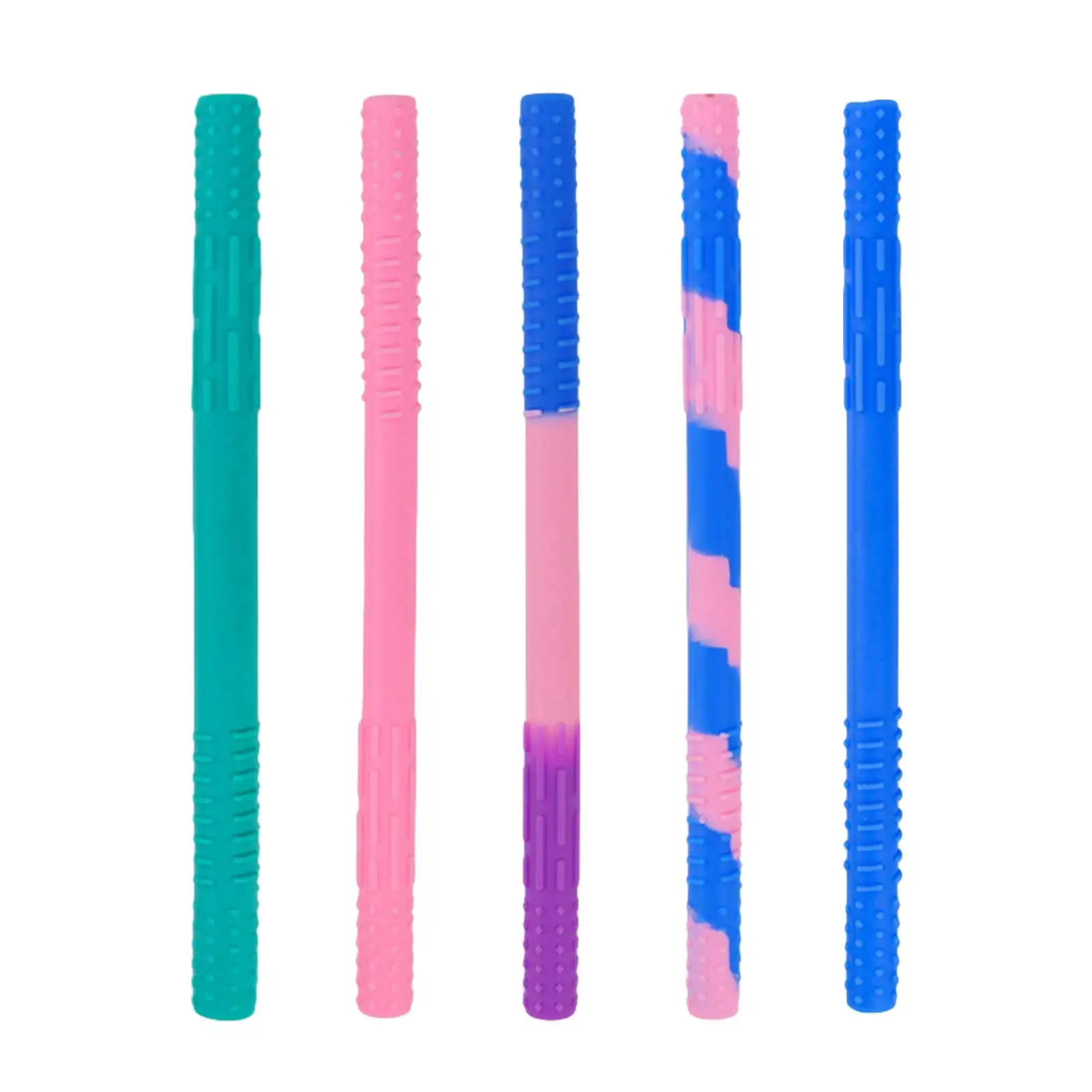 

5pcs Silicone Beverage Straws Multi-color Safe Food-grade Silicone Baby And Children Molar Rods Food Supplement Straws