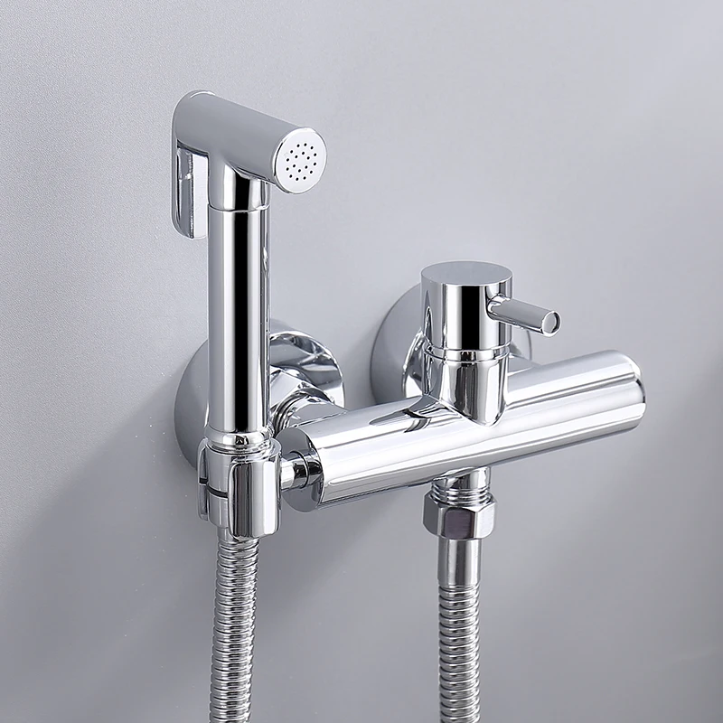 Ручной смеситель для биде кран унитаза никель латунь настенный с шлангом горячей