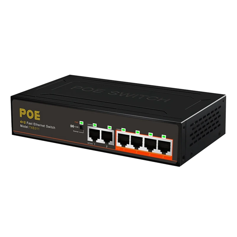 

AU42 -6-Port Poe Switch 100M Built-in Power Supply Poe Splitter 52V1.25a Long-Distance Transmission 250 Meters