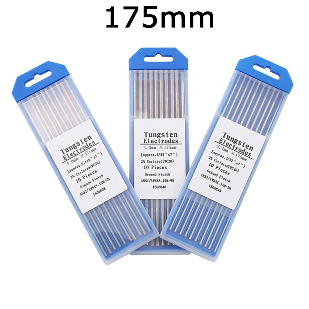 Вольфрам 10 шт сварочный WC20 1 0/1 6/2 0/2 4/3 0/3 2/4 0*175 мм|Вольфрамовый электрод| |