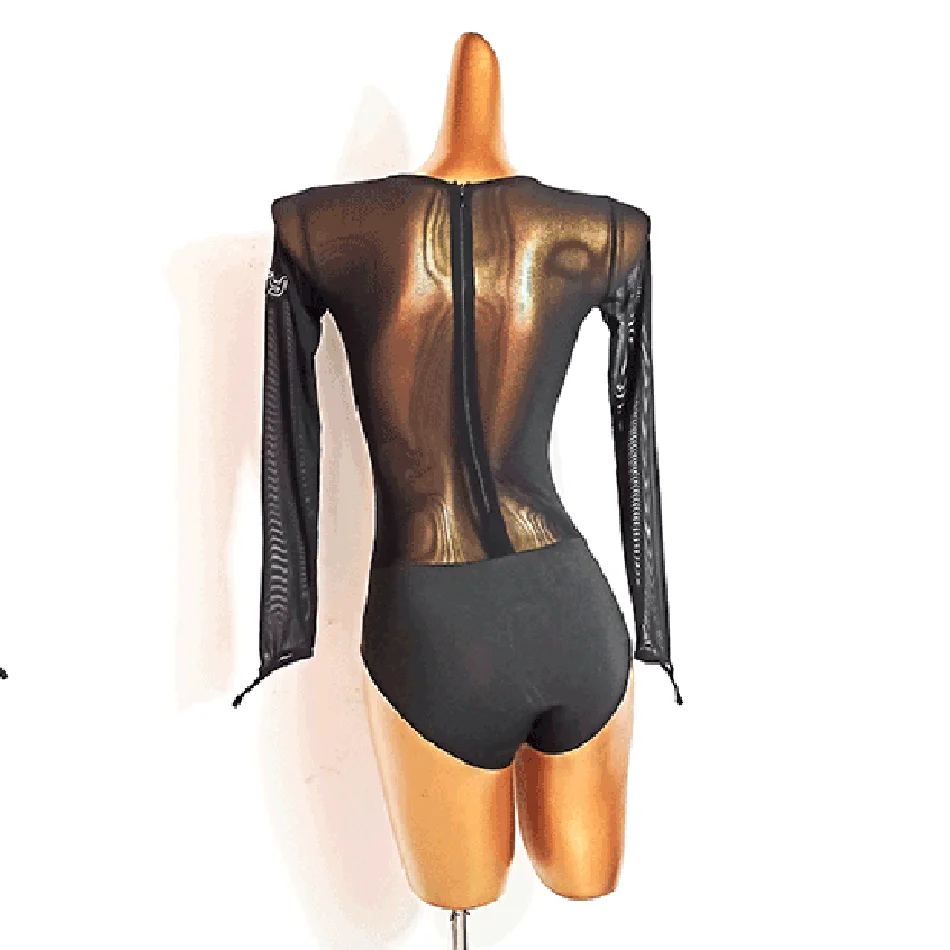 Женское боди для латиноамериканских танцев TL855 лоскутные Женские топы с длинным