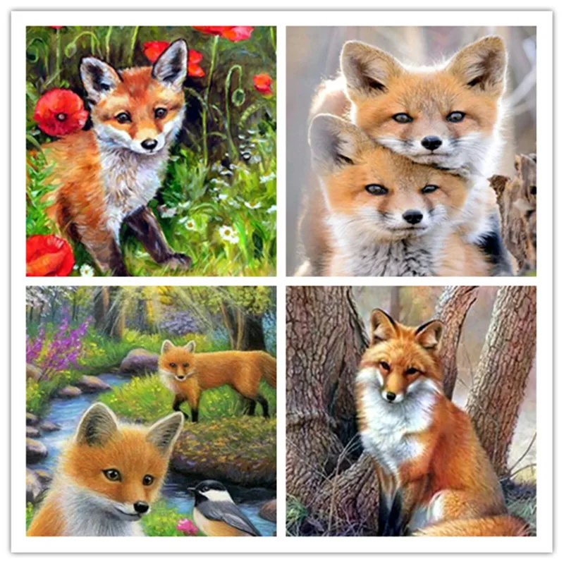 Сделай Сам Вышивка бисером животное лиса Алмазная картина вышивка крестиком