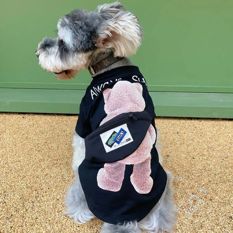 

Pet clothes Schnauzer Teddy Bichon Shiba Inu French Fighting Spring and Summer Backpack Bear Dogs Thin Breathable T-shirt