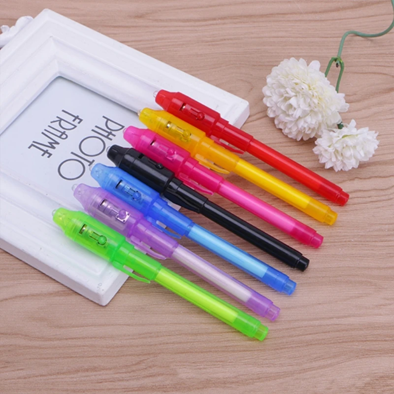 

6Pcs/Set Invisible Ink Pen Built in UV Light For Pen Safety To Use R2JF