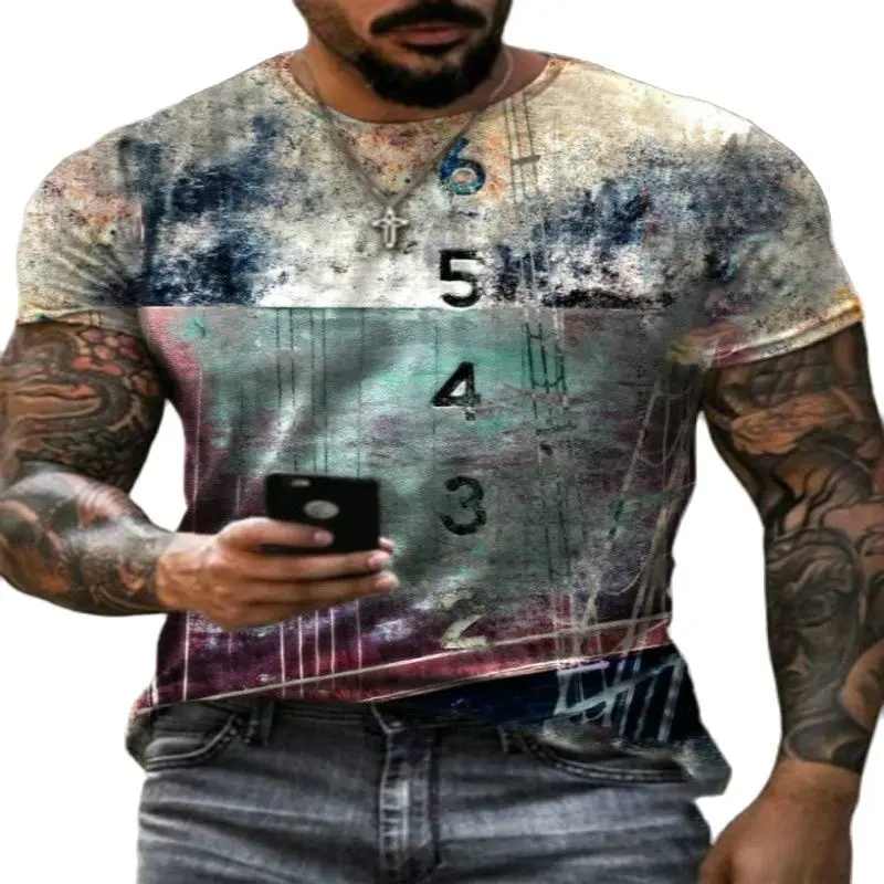 

Футболка мужская с 3D-принтом, модная повседневная из полиэстера, с коротким рукавом и круглым вырезом, в европейском и американском стиле, А...