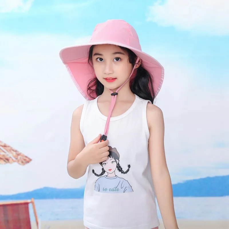 

Kids Beach Sun Hat Wide Brim Bucket Cap Boys Girls Fashion Casual Outdoor Travel Camping Fishing Sun Hats UV Protection