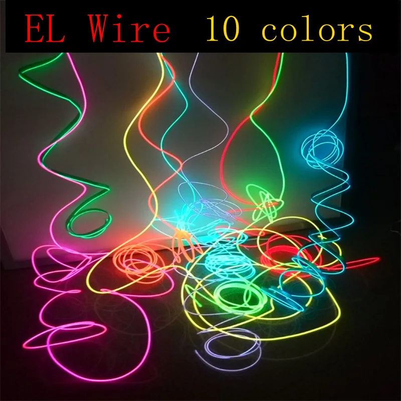 

30M 50M 100M EL Wire 2.3MM Electroluminescence Wire 10 Colors LED Strip Flexible Neon Light Luminotron Rope Glow Tube