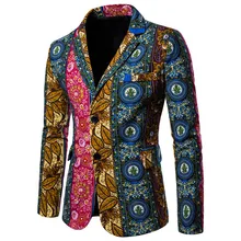 LUCLESAM – veste de costume pour hommes, Style ethnique, Blazer imprimé, décontracté, deux boutons, scène Disco  (3)
