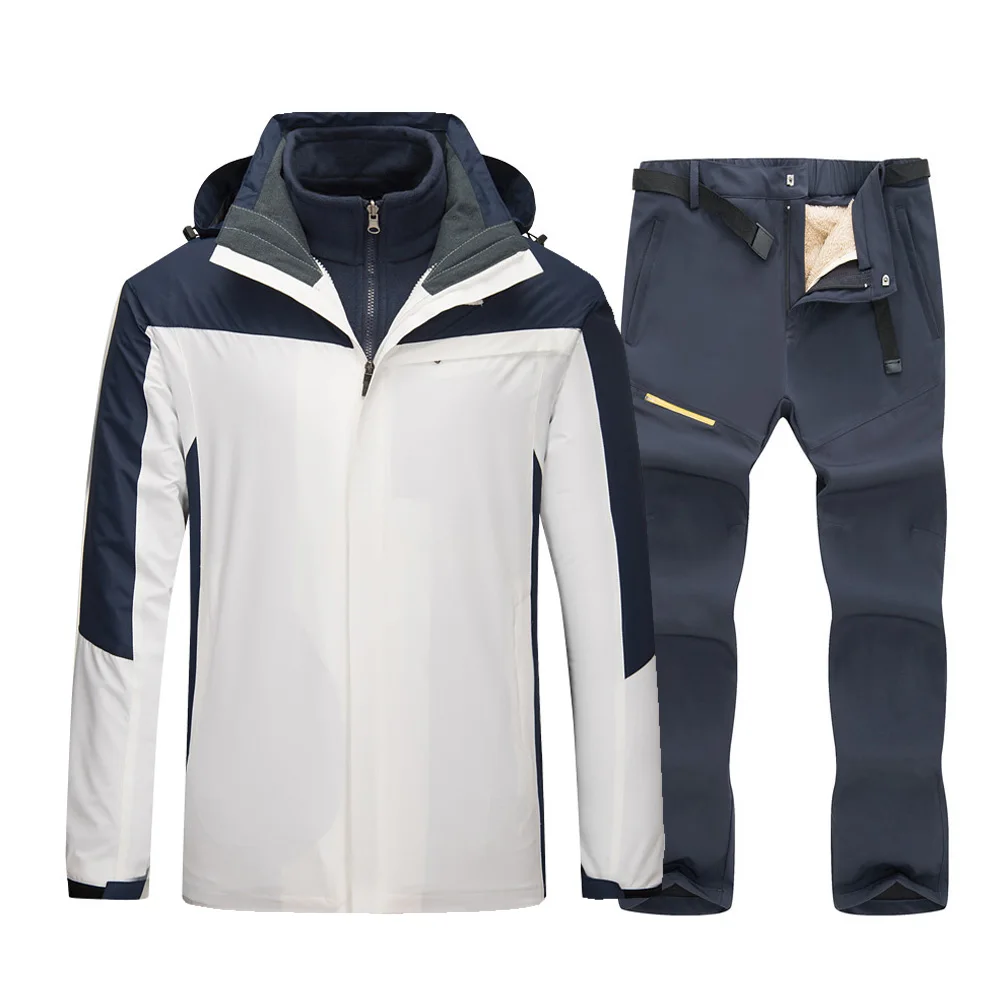 -30°C 2 In 1 Ski Suit Men Winter Ski Jacket +Pants Set Thick Warm Windproof Waterproof Breathable Skiing And Snowboard Coat Suit
