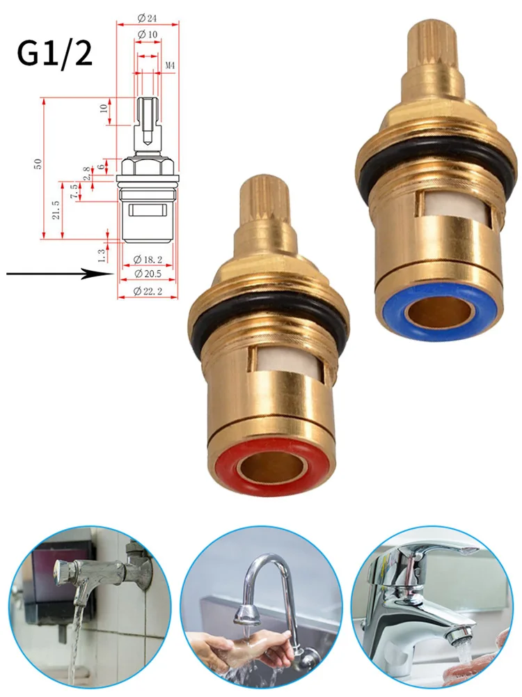 

2023 New Universal Replacement Tap Valves Brass Ceramic Disc Cartridge Inner Faucet Valve for Bathroom Faucet Valve Accessories