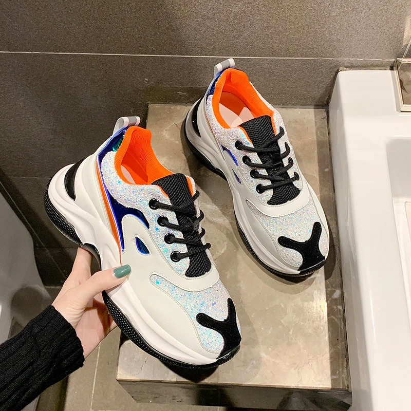 Женские кроссовки на массивной платформе дизайнерские кожаные толстой подошве 6