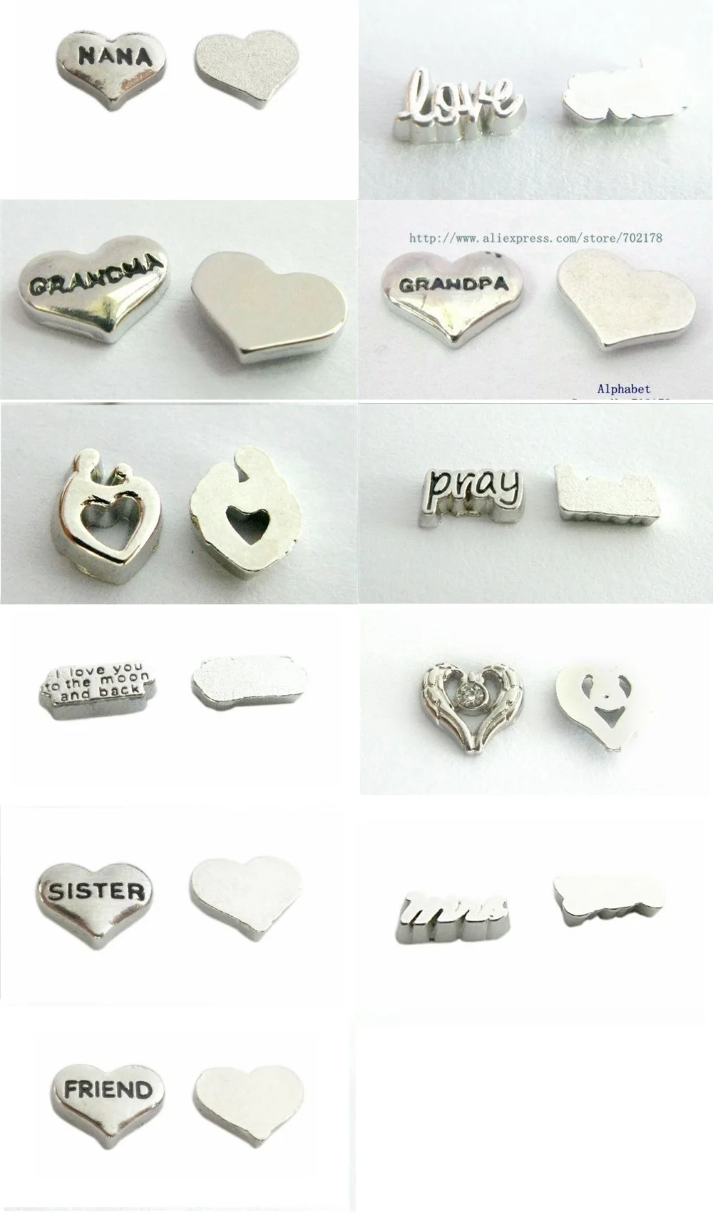 10 шт./лот несколько вариантов Dream Love Mom hearts плавающий медальон шармы на память для жизни медальон памяти как подарок