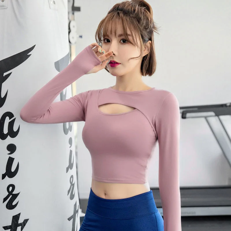

Кроп-топ для йоги, Спортивная футболка, женский эластичный Топ с коротким рукавом для йоги, тренировочный топ для бега, женские футболки