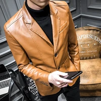 spring and autumn new mens suit pu leather jacket male casual coat korean version of the slim outwear overcoat outergarment