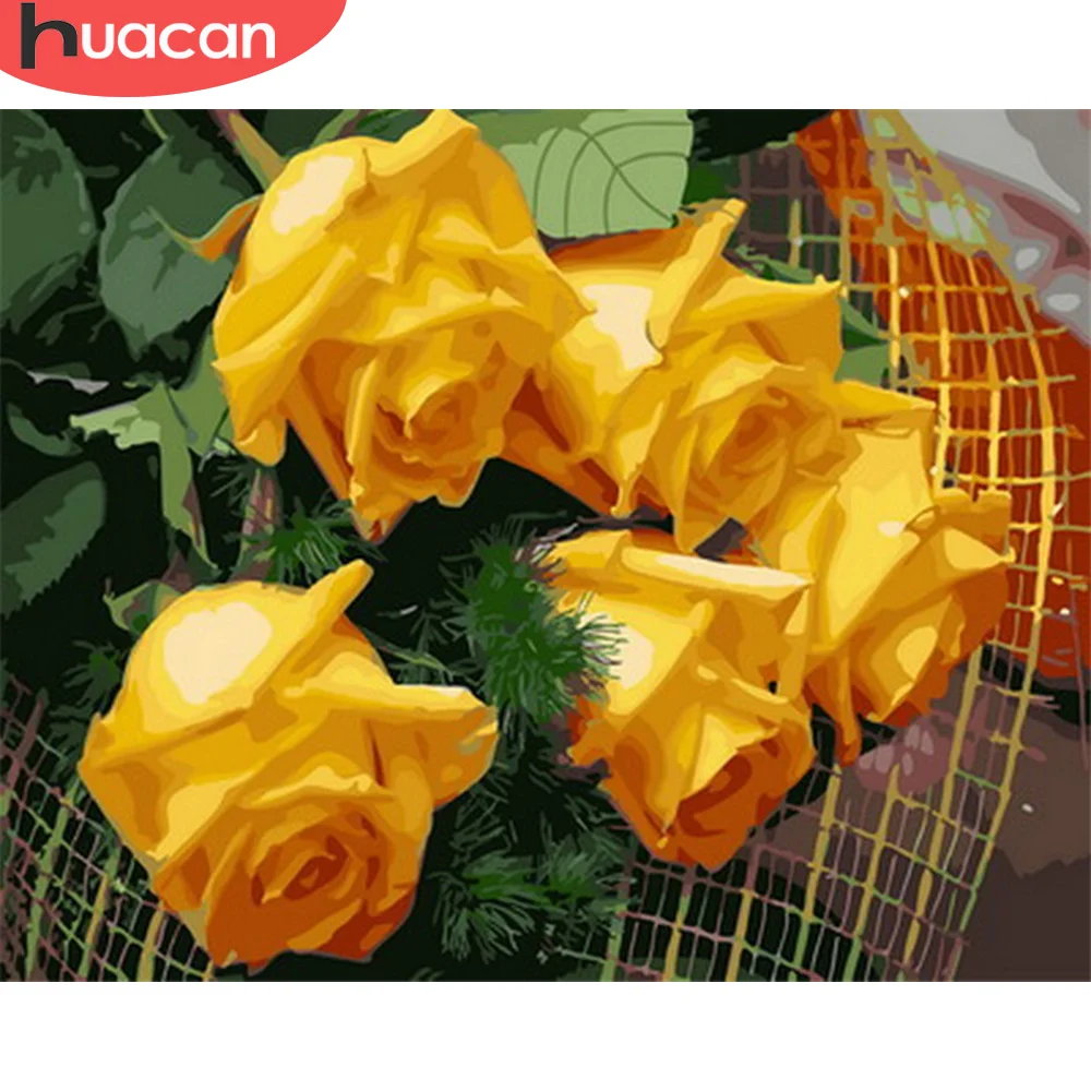 

HUACAN DIY Розовые картины по номерам наборы домашний декор живопись по номерам цветы рисование на холсте Ручная роспись искусство подарок