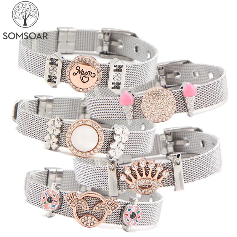 Somsoar ювелирные изделия посеребрение горка Шарм браслет из нержавеющей стали
