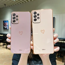 Square Love Heart Phone Case On For Samsung Galaxy A32 A 32 A52 A72 A 52 72 4G 5G A52S A53 A23 A33 A73 A12 Silicone Capas Cover