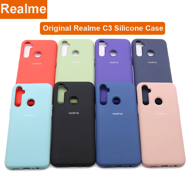 Оригинальный Realme C3 жидкий силиконовый чехол для телефона шелковистой мягкого на