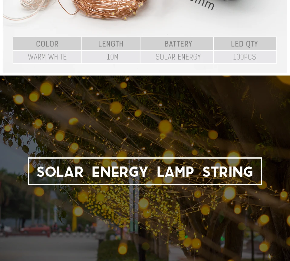2 Packs Solar String Lights,33Ft 100LEDs IP65 Waterproof Decorative Copper Wire String Lights for Party,Garden,Wedding,Christmas