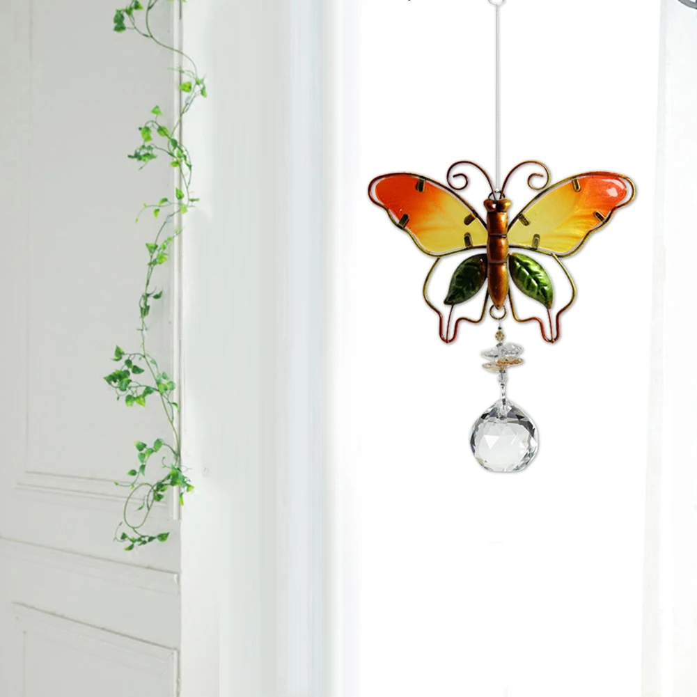 Цветной подвесной кристаллический кулон шарик цветная картина со стрекозой