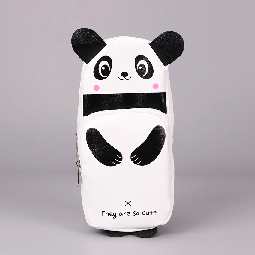 Корейский мультфильм животных ПУ кожа кошка кролик панда пенал Водонепроницаемый Сумка для карандашей Канцтовары товары для учебы 1 шт - Цвет: Panda