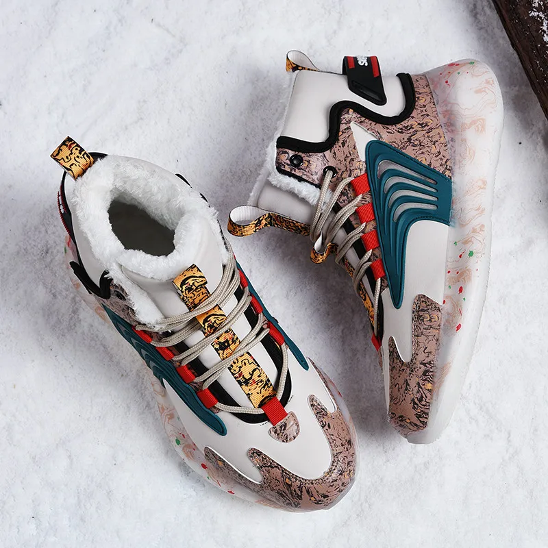 

2021 Winter Keep Warm Running Shoes Men Comfortable Trendy Sport Shoes Non-Slip Plush Sneakers Male Walking cotton-padd Shoe