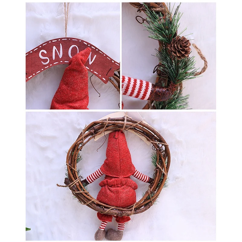 

1 Pcs Santa Christmas Wreath,Merry Christmas Front Door Wreaths Small Christmas Decorations Home Decor