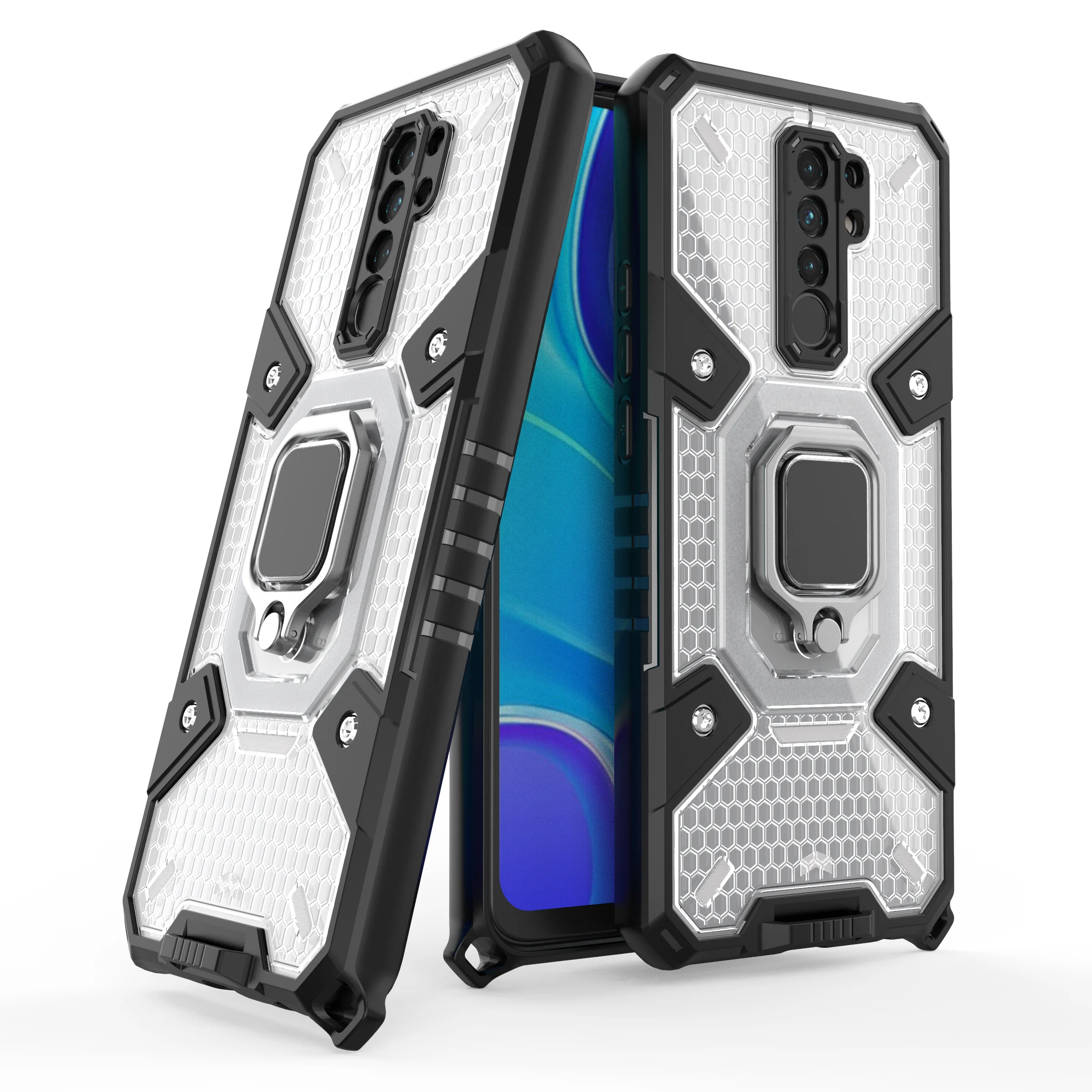 

Luxury With Invisible Ring Kickstand Phone Case For Xiaomi Redmi K30S Note 9T 9A 9C 9 8 K40 Ultra Pro Anti-fall Protection Cover