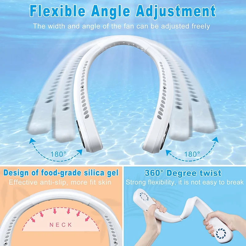 Портативный шейный вентилятор персональный безлопастный без лопасти подвесной