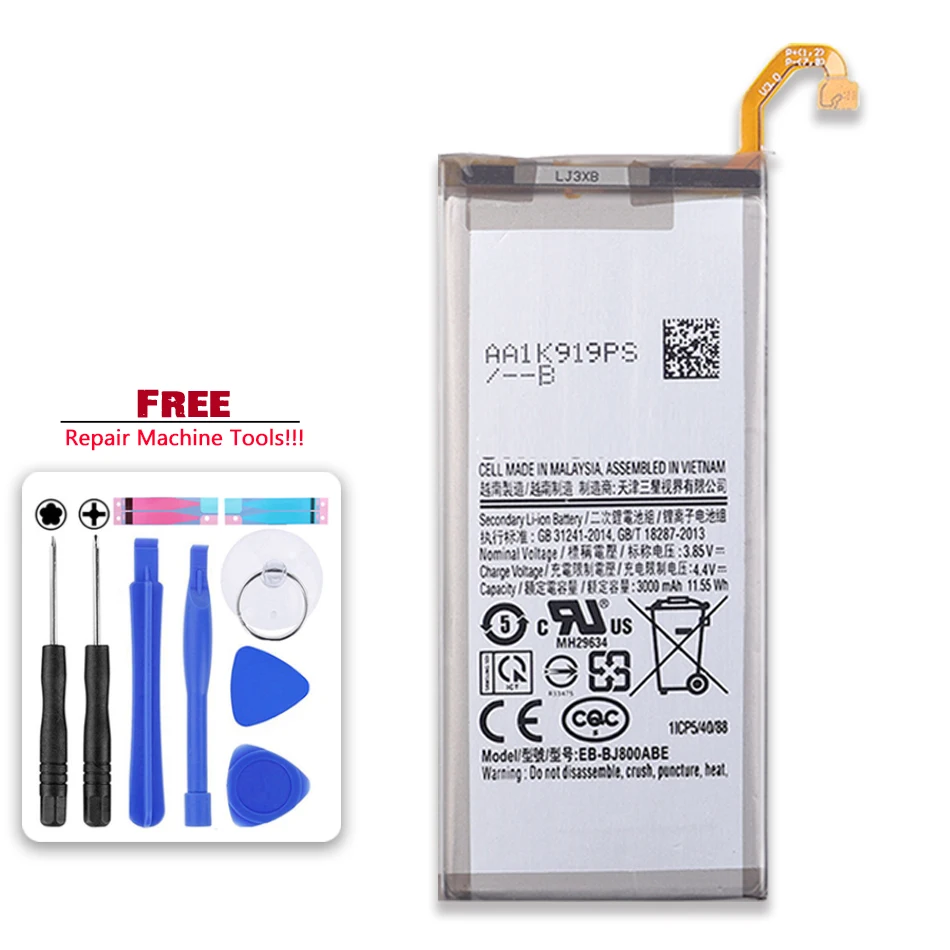 

Original Kikiss EB-BJ800ABE 3000mAh Battery For Samsung Galaxy A6 (2018) SM-A600 A600F For Galaxy J6 J600F Bateria