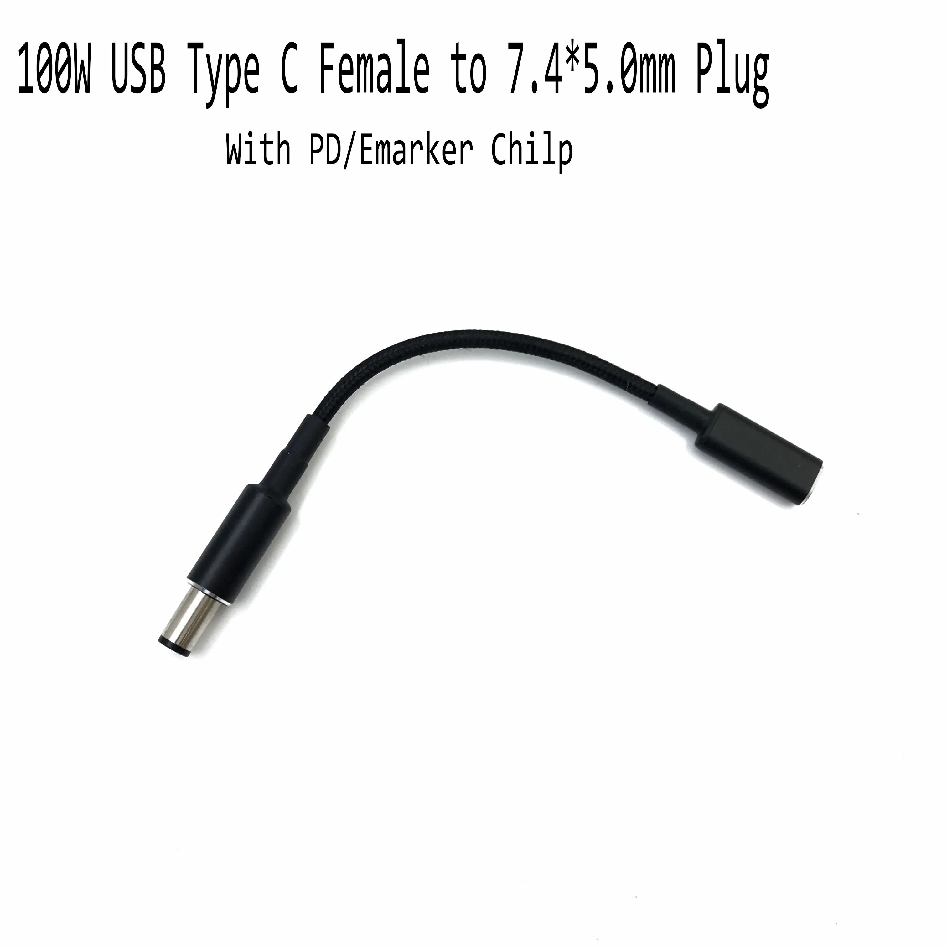 

100W USB Type C Female to7.4*5.0mm Plug Converter Laptop Power Adapter Connector USB C Fast Cable for HP/DELL Laptop Charger