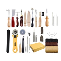 22pcsset professional leather craft tools kit home hand sewing stitching punch carving work saddle leathercraft accessories