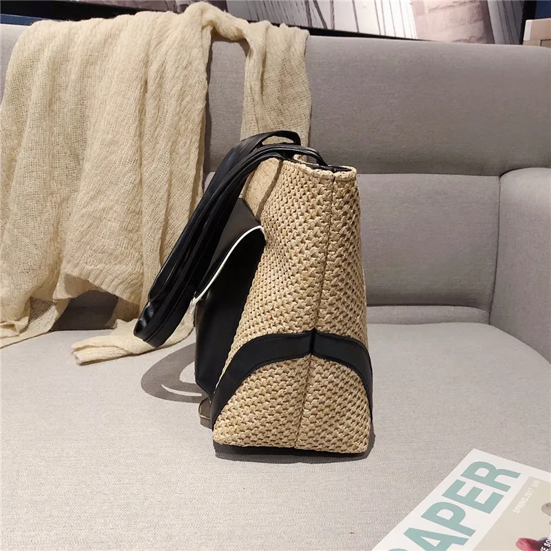Large-capacity women's handbags high-quality straw fashion shopping bag autumn outdoor shoulder 2019 new discount bags | Багаж и сумки