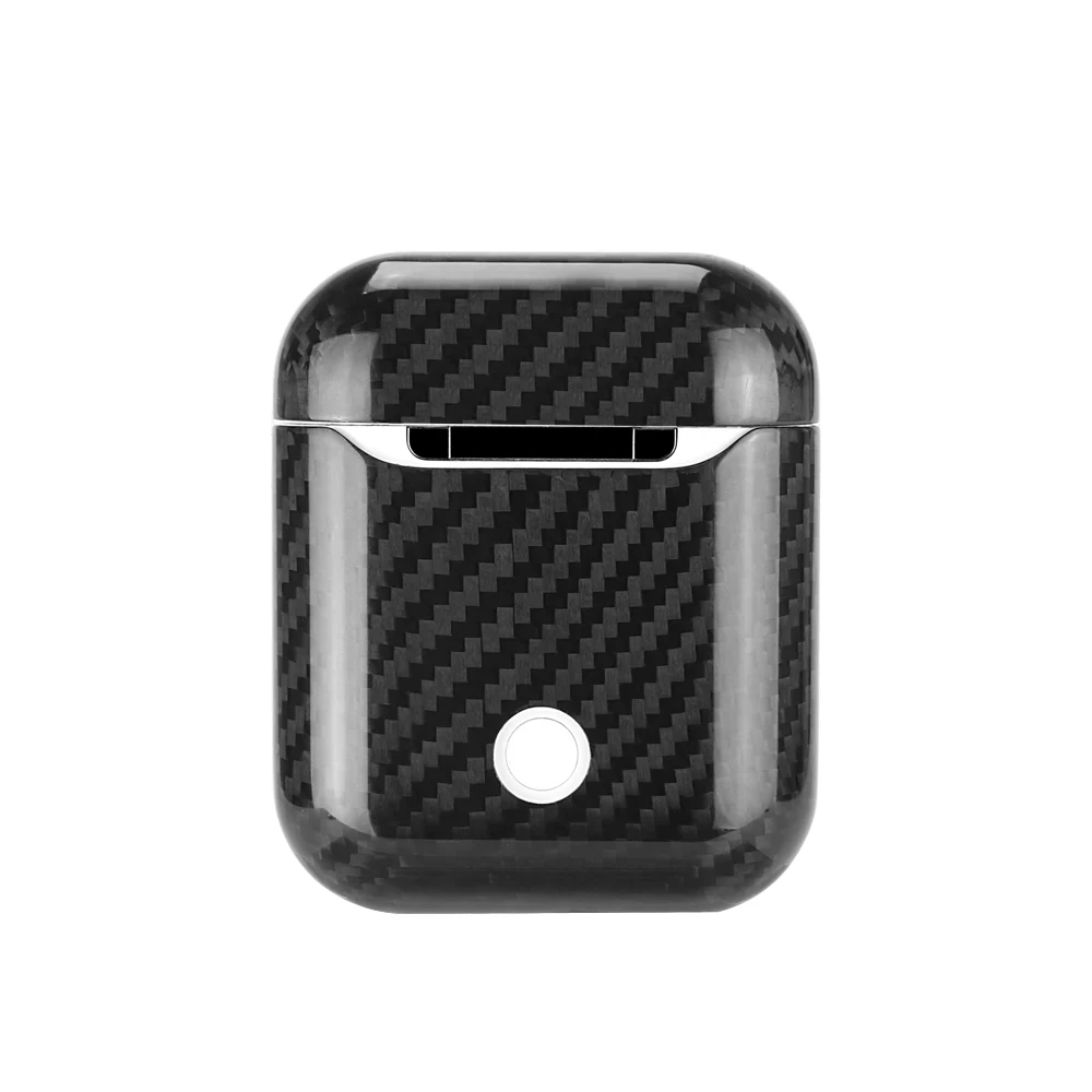 AirPods 1 Black Премиум чехол для наушников из настоящего углеродного волокна для Apple AirPods чехол светодиодный Bluetooth беспроводной чехол для наушников AirPod чехол - Цвет: AirPods 1 Black