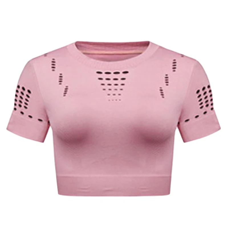 Женская футболка топ для фитнеса Спортивная с коротким рукавом летние дышащие